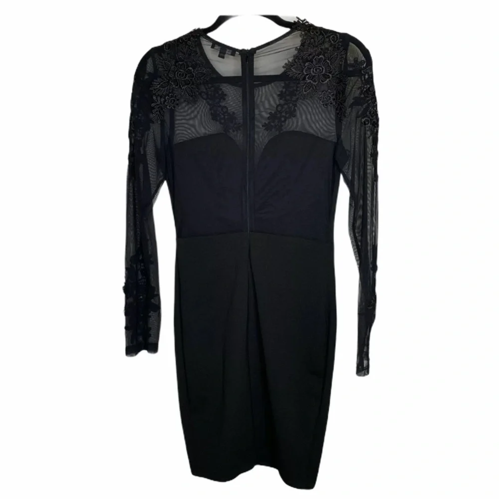 New Entry Womens Black Fitted Lace Detail Dress M - Picture 5 of 5